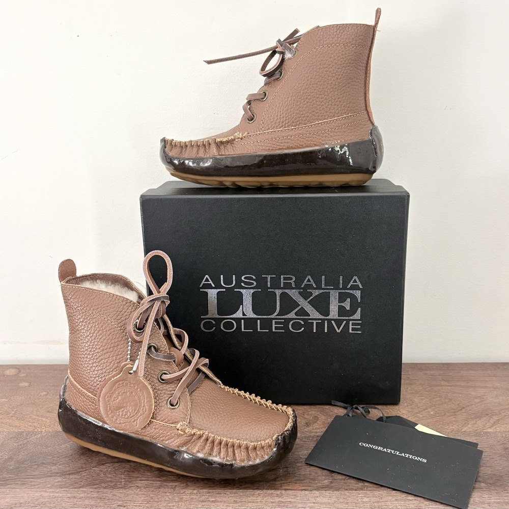 Australia Luxe Collective Dipped Kids Boonon Shearling Boots Whisky Size 12 NEW